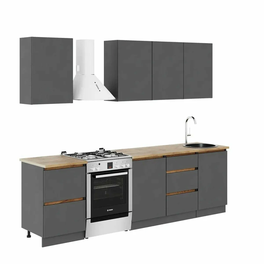 Кухонный гарнитур Стендмебель Юлия без столешницы 180x217x60 см ЛДСП цвет дуб сонома